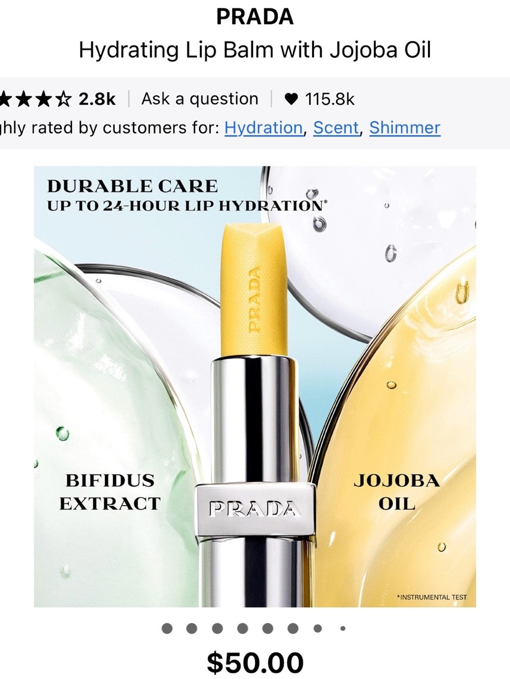 Prada Lip Balm Stick – U002 Banana Yellow Moisturizing Tint - Picture 5 of 6